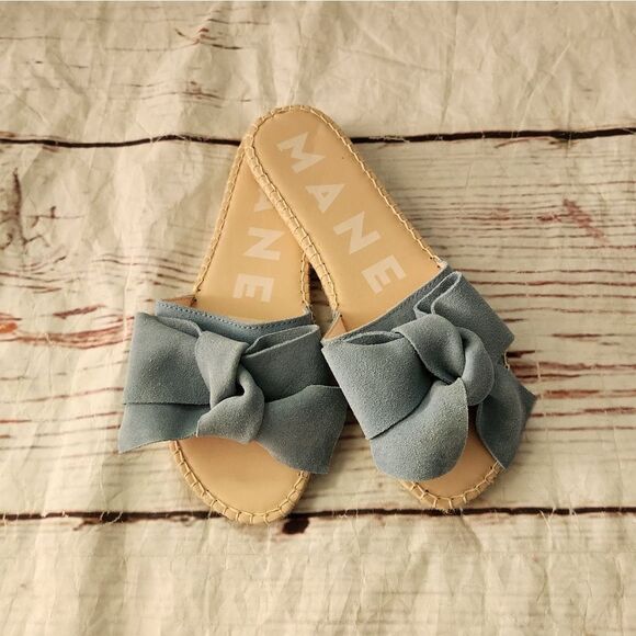 Manebi Hampton Suede Twisted Slides Size 40 NWOT - Picture 1 of 4